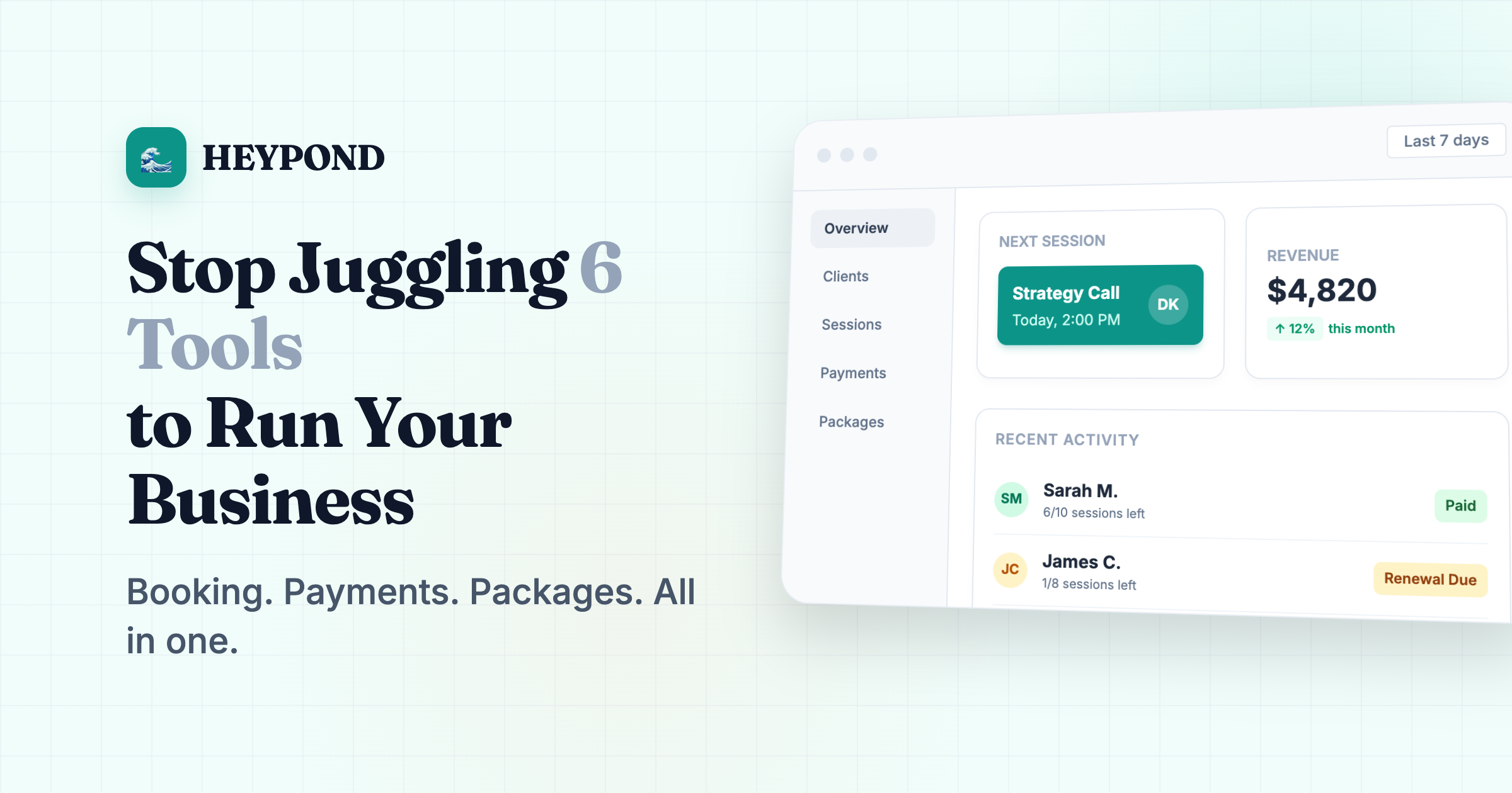 HeyPond client management software for repeat-client businesses